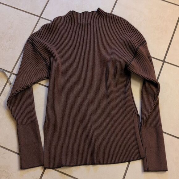 Varley Emile Rib Knit Pullover Top Rawhine Brown Stretchy Soft Material Size S - Picture 3 of 10